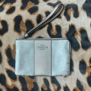 Silver Coach Wristlet